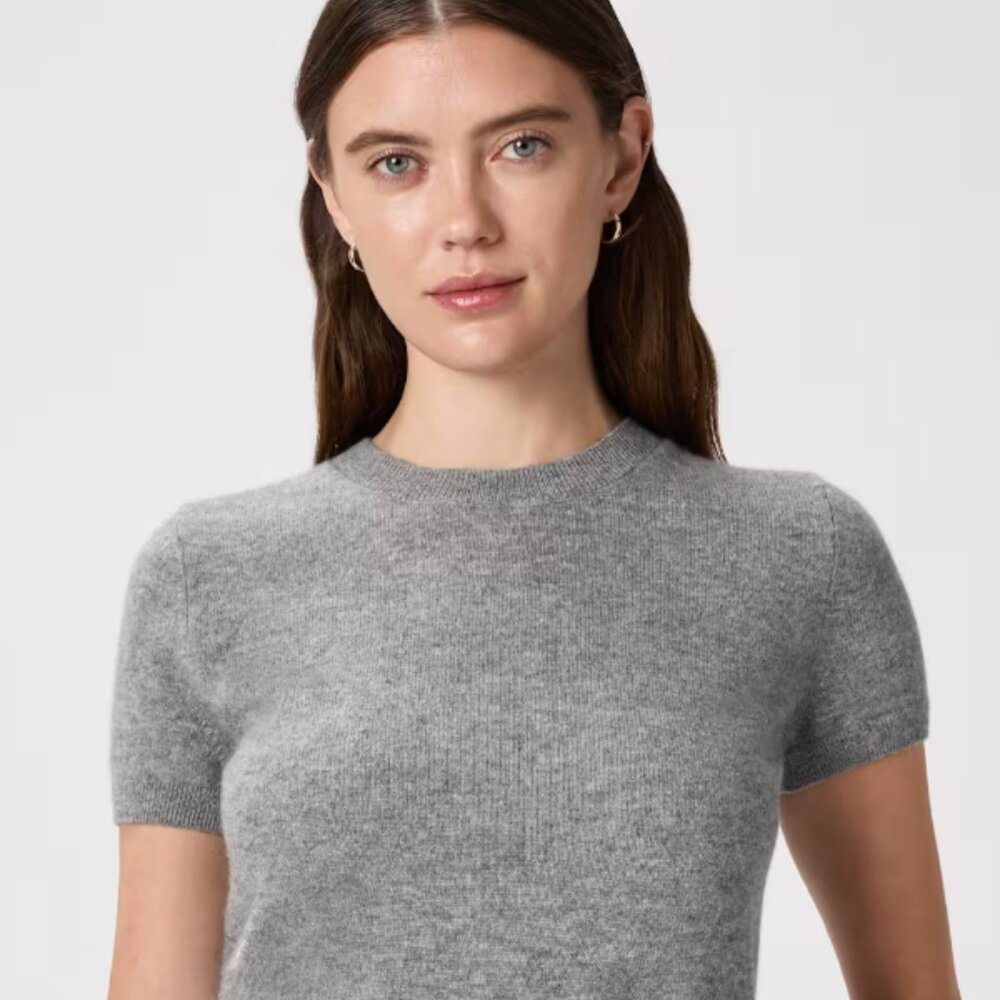 NWOT - QUINCE MONGOLIAN CASHMERE T - HEATHER GRAY